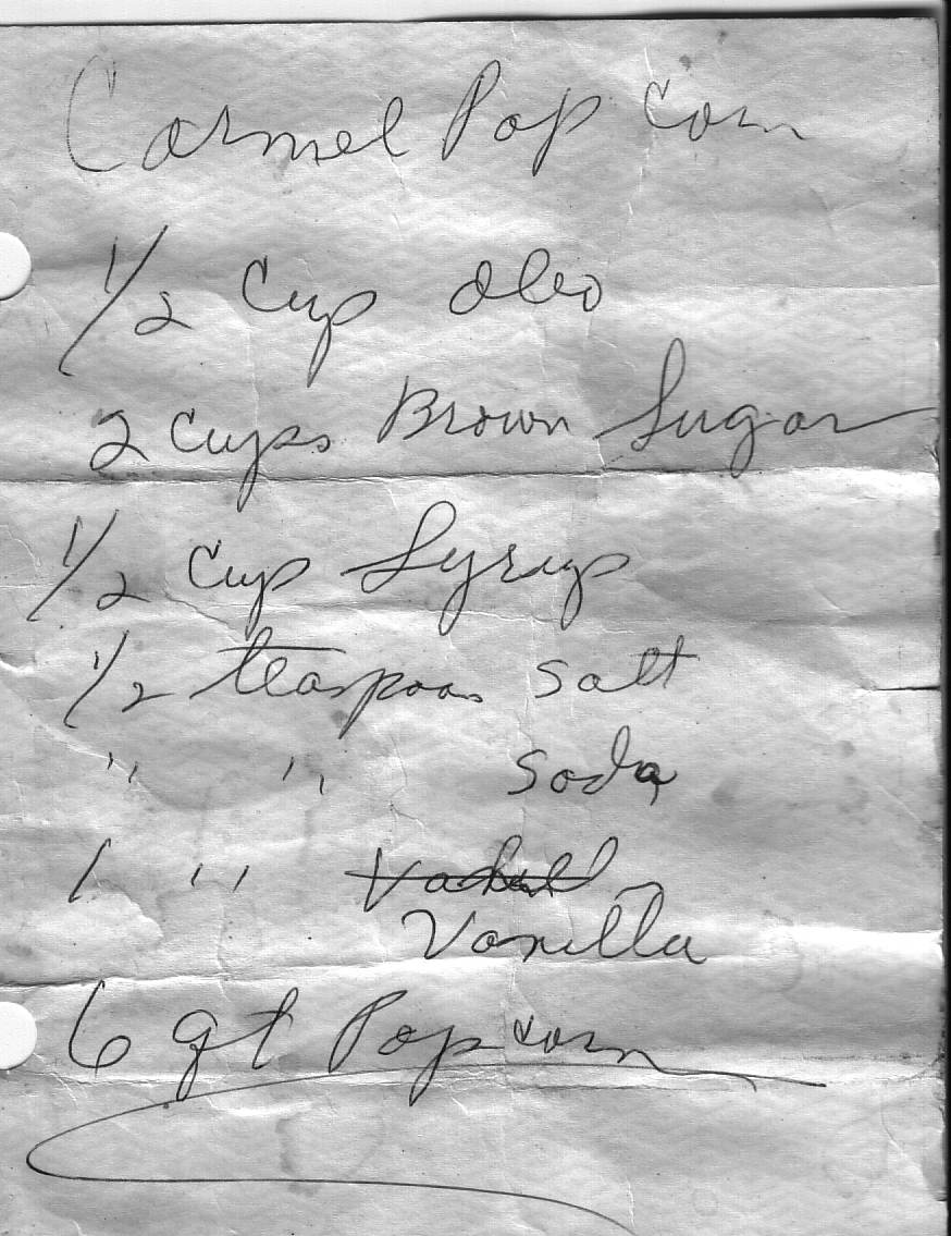 Scan of Paw Paws hand written recipe.